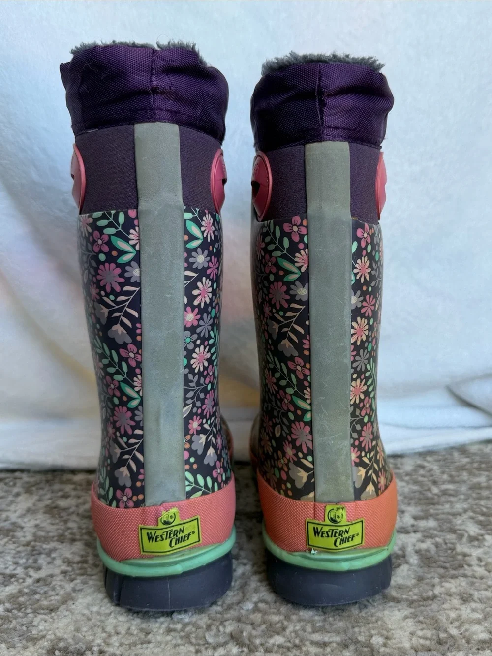 Western Chief Girls Floral Waterproof Snow Boots - Purple, Pink, Mint